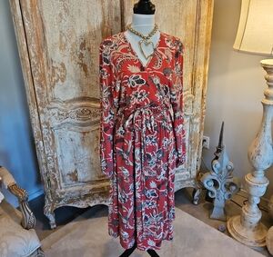 Old Navy Red Floral Wrap Maxi Dress